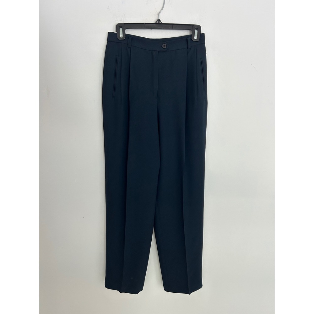 Liz Claiborne Collection Navy Blue Pleated‎ High Rise Trousers Straight Leg 6